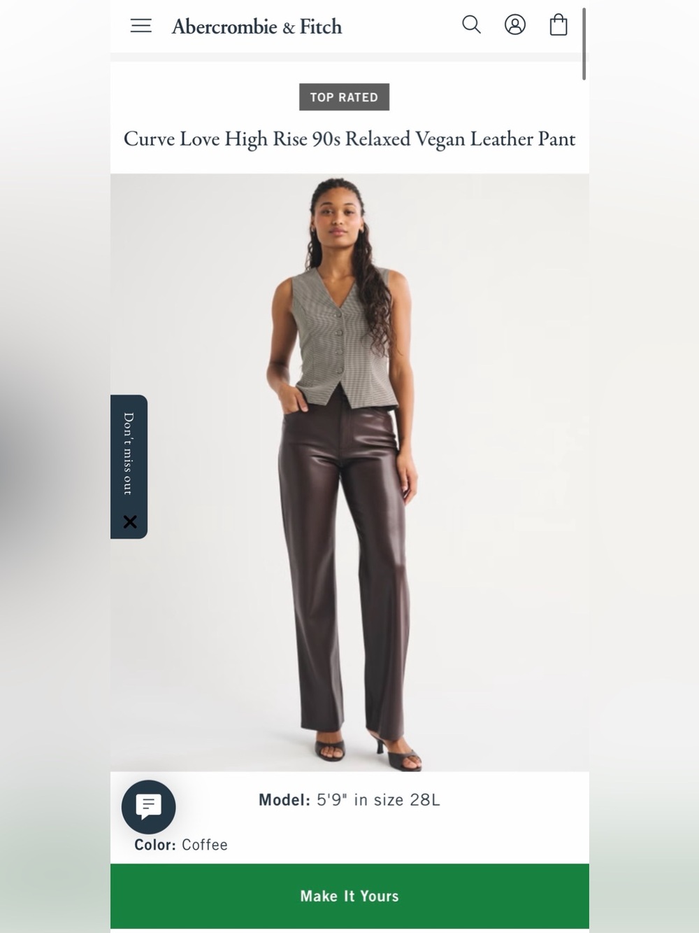 High Rise 90s Relaxed Vegan Leather Pant
